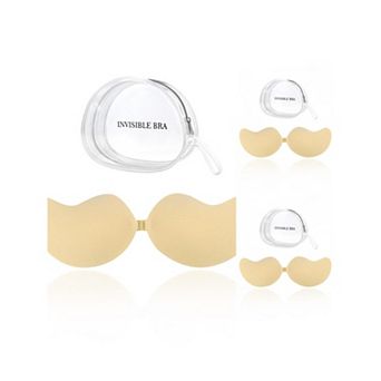 3 Packs Women's Reusable Strapless Push-up Breathable Sticky Adhesive Bras for Backless Dress
