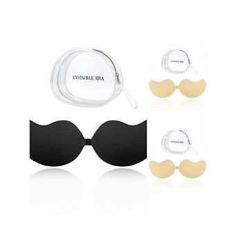 3 Packs Women's Reusable Strapless Push-up Breathable Sticky Adhesive Bras for Backless Dress