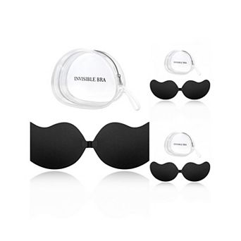 3 Packs Women's Reusable Strapless Push-up Breathable Sticky Adhesive Bras for Backless Dress