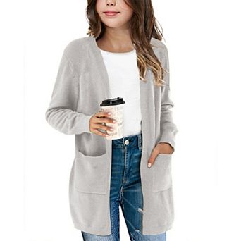 Girls Open Front Long Sleeve Sweaters Knit Oversized Kids Cardigan Coat