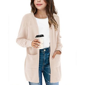 Girls Open Front Long Sleeve Sweaters Knit Oversized Kids Cardigan Coat