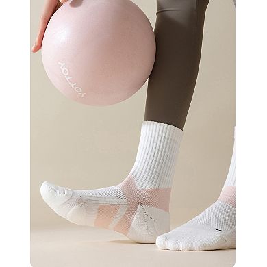 Women's 3-Pair Pack Cushioned Sports Crew Socks with Arch Support Mesh Panels and Ankle Compression