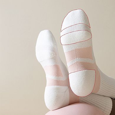 Women's 3-Pair Pack Cushioned Sports Crew Socks with Arch Support Mesh Panels and Ankle Compression