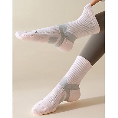 Women's 3-Pair Pack Cushioned Sports Crew Socks with Arch Support Mesh Panels and Ankle Compression