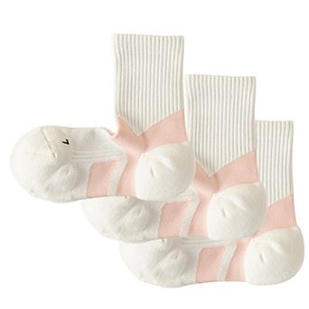 Women's 3-Pair Pack Cushioned Sports Crew Socks with Arch Support Mesh Panels and Ankle Compression