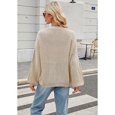 Women Fall Long Sleeve V Neck Cardigan Button Down Lightweight Cropped Cardigan Sweater Jackets
