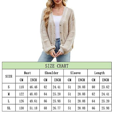 Women Fall Long Sleeve V Neck Cardigan Button Down Lightweight Cropped Cardigan Sweater Jackets