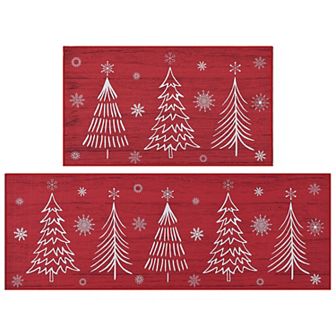 Garvee Classical Christmas Tree 2 pc Doormat for Kitchen 18"*30"+17"*47"