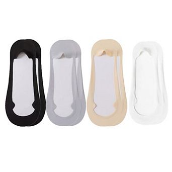Women's Ultra Low Cut No Show Socks with Anti-Slip Silicone Grip and Seamless Toe Protection 4-Pack