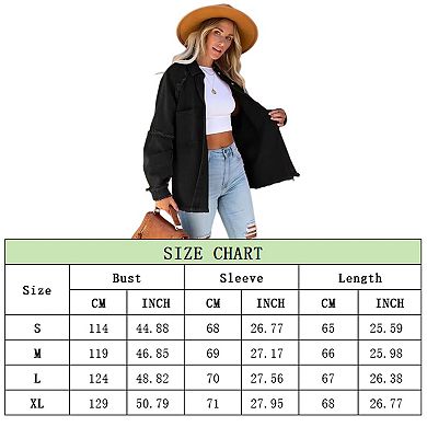 Women Tassel Hem Single-Breasted Cardigan Outerwear Solid Denim Coat Raw Edge Splicing Jackets