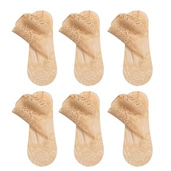 Women's 6 Pairs Floral Lace No Show Socks Lightweight Low Cut Sheer Liner for Flats