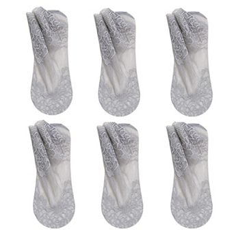 Women's 6 Pairs Floral Lace No Show Socks Lightweight Low Cut Sheer Liner for Flats