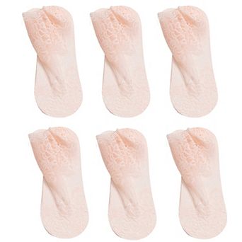 Women's 6 Pairs Floral Lace No Show Socks Lightweight Low Cut Sheer Liner for Flats