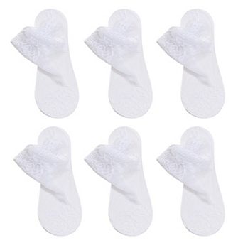 Women's 6 Pairs Floral Lace No Show Socks Lightweight Low Cut Sheer Liner for Flats