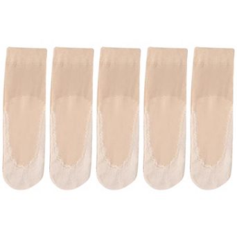 Women's 5-Pack Sheer No Show Liner Socks with Non-Slip Heel Grip Lightweight Invisible Design