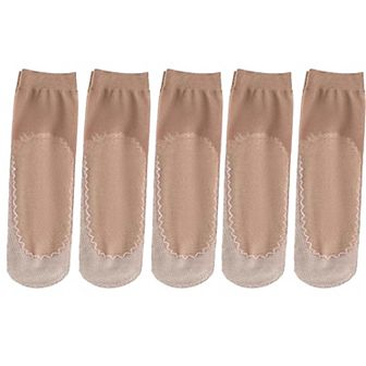 Women's 5-Pack Sheer No Show Liner Socks with Non-Slip Heel Grip Lightweight Invisible Design