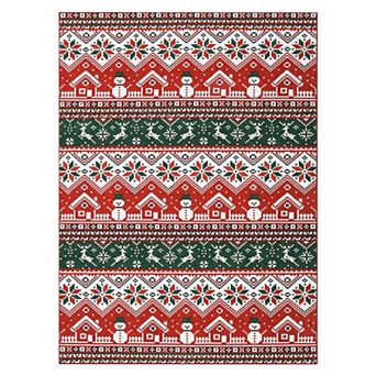 Carvee Christmas Area Rug Ultra Thin Soft Machine Washable Non Slip Holiday Mat for Kitchen Entryway