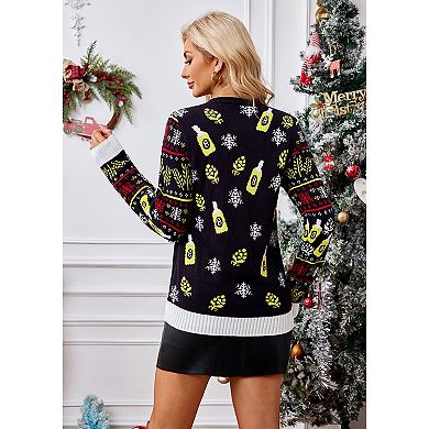 Womens Ugly Christmas Sweater Long Sleeve Ladies Novelty Knitted Xmas Pullover Knitwear