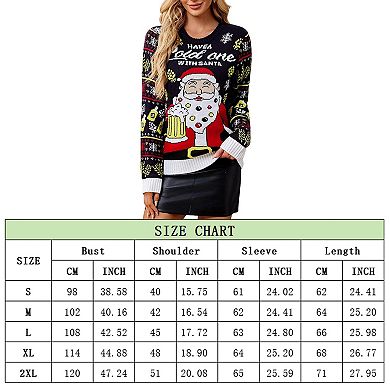 Womens Ugly Christmas Sweater Long Sleeve Ladies Novelty Knitted Xmas Pullover Knitwear