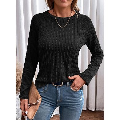 Womens Long Sleeve Lightweight Shirts Fashion Clothing Trendy Tops Crewneck Knit Basic Tee