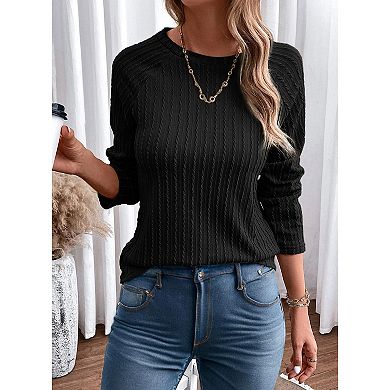 Womens Long Sleeve Lightweight Shirts Fashion Clothing Trendy Tops Crewneck Knit Basic Tee
