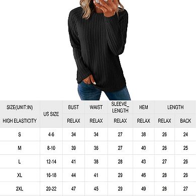 Womens Long Sleeve Lightweight Shirts Fashion Clothing Trendy Tops Crewneck Knit Basic Tee