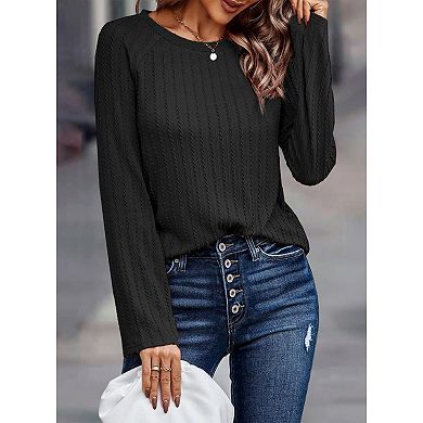 Womens Long Sleeve Lightweight Shirts Fashion Clothing Trendy Tops Crewneck Knit Basic Tee
