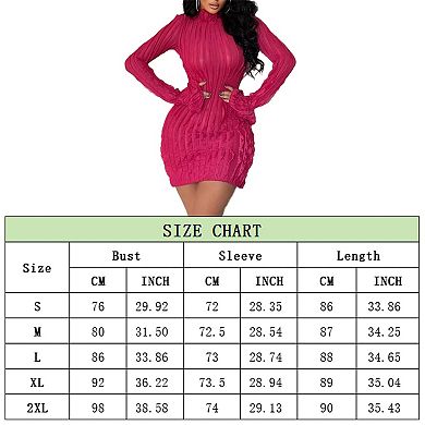 Womens High Neck Dresses Elegant Slim Bootcut Long Sleeve Warm Solid Bodycon Mini Dress
