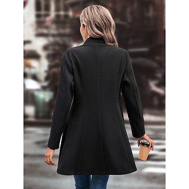 Casual Overcoat For Women's Lapel Neck Single Breasted Overcoat Winter Outerwear Fall Coat