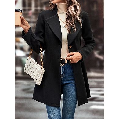 Casual Overcoat For Women's Lapel Neck Single Breasted Overcoat Winter Outerwear Fall Coat