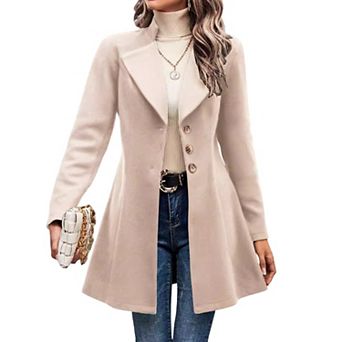 Casual Overcoat For Women's Lapel Neck Single Breasted Overcoat Winter Outerwear Fall Coat