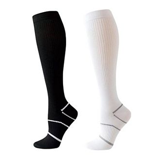 Women's Knee High Compression Socks with Arch Support and Stretch Fit for Running 2-Pack
