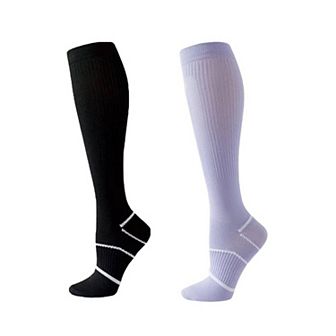 Women's Knee High Compression Socks with Arch Support and Stretch Fit for Running 2-Pack