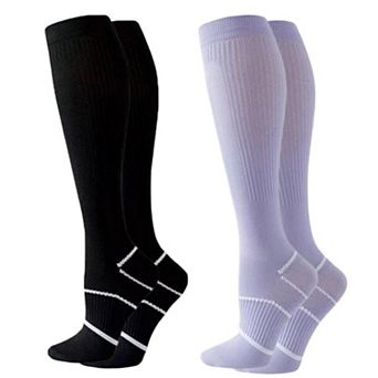 Women's Knee High Compression Socks with Arch Support and Stretch Fit for Running 2-Pack