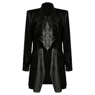 Womens Lapel Velvet Drape Jacket Open Front Cardigan Outwear with Pockets.