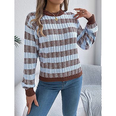 Womens Knitted Sweaters Casual Crewneck Long Sleeve Pullover Tops Winter Fall Sweatshirts