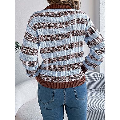 Womens Knitted Sweaters Casual Crewneck Long Sleeve Pullover Tops Winter Fall Sweatshirts