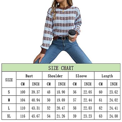 Womens Knitted Sweaters Casual Crewneck Long Sleeve Pullover Tops Winter Fall Sweatshirts