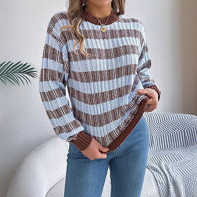 Womens Knitted Sweaters Casual Crewneck Long Sleeve Pullover Tops Winter Fall Sweatshirts
