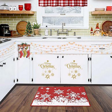 Garvee Christmas Snowflakes Doormat for Entrace Kitchen Bathroom