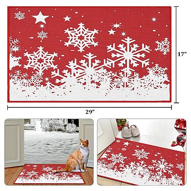 Garvee Christmas Snowflakes Doormat for Entrace Kitchen Bathroom