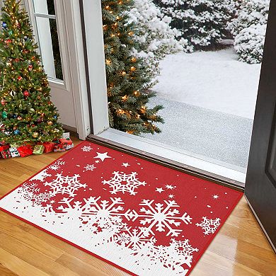 Garvee Christmas Snowflakes Doormat for Entrace Kitchen Bathroom