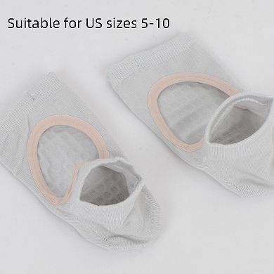Women's Open Toe Yoga Socks with Anti-Slip Grip Sole Breathable Fabric for Barre and Pilates 2-Pack