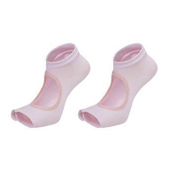 Women's Open Toe Yoga Socks with Anti-Slip Grip Sole Breathable Fabric for Barre and Pilates 2-Pack