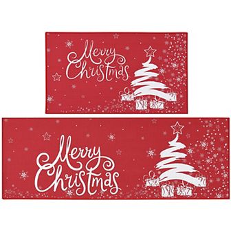 Garvee Merry Christmas 2-Pack Kitchen Doormat 18"*30"+17"*47"