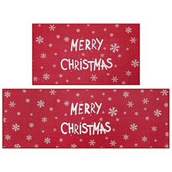 Garvee Merry Christmas Snowflakes 2 pc Doormat for Entrace Kitchen 18"*30"+17"*47"