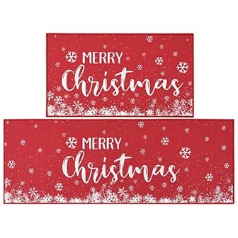 Garvee Christmas 2-Pack Mat Set for Holiday Kitchen Decor 18"*30"+17"*47"