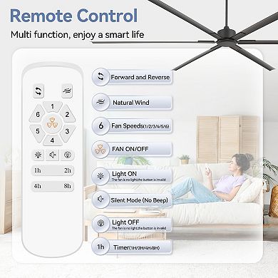 120-Inch Large HVLS Commercial Ceiling Fan, DC Motor, 6-Speed, Aluminum Blades, 6"/12"/24" Downrods