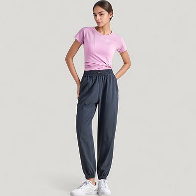 Women's High Waist Jogger Pants with Elastic Cuffs and Side Pockets