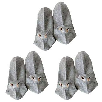 Women's 3-Pair No-Show Socks with Embroidered Dog Design and Soft Knit Low-Cut Fit